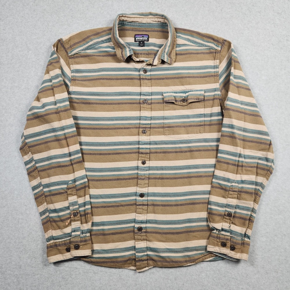 Patagonia Lightweight Fjord Flannel Men Medium Brown Multicolor Striped 54020